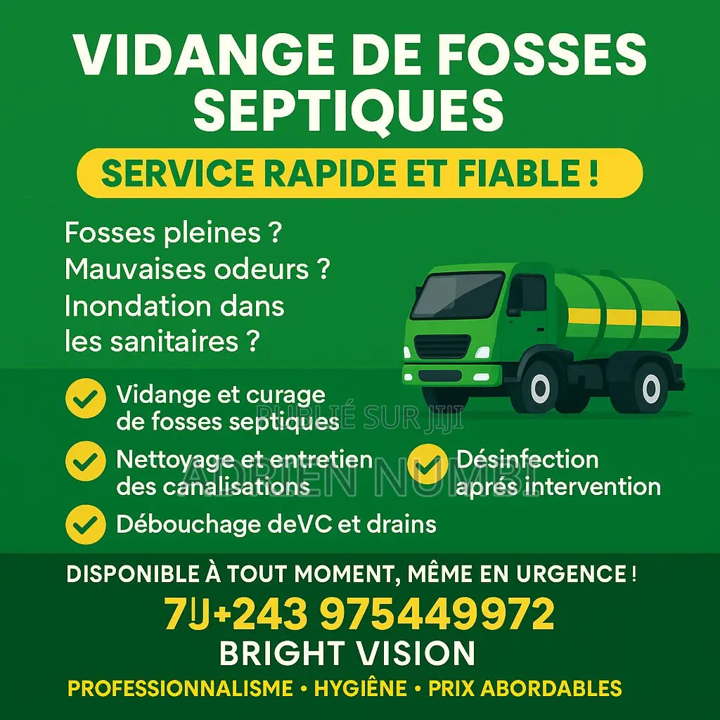 Service De Vidange Des Fosses Septiques À l'Aide d'Un Camion Vidangeur