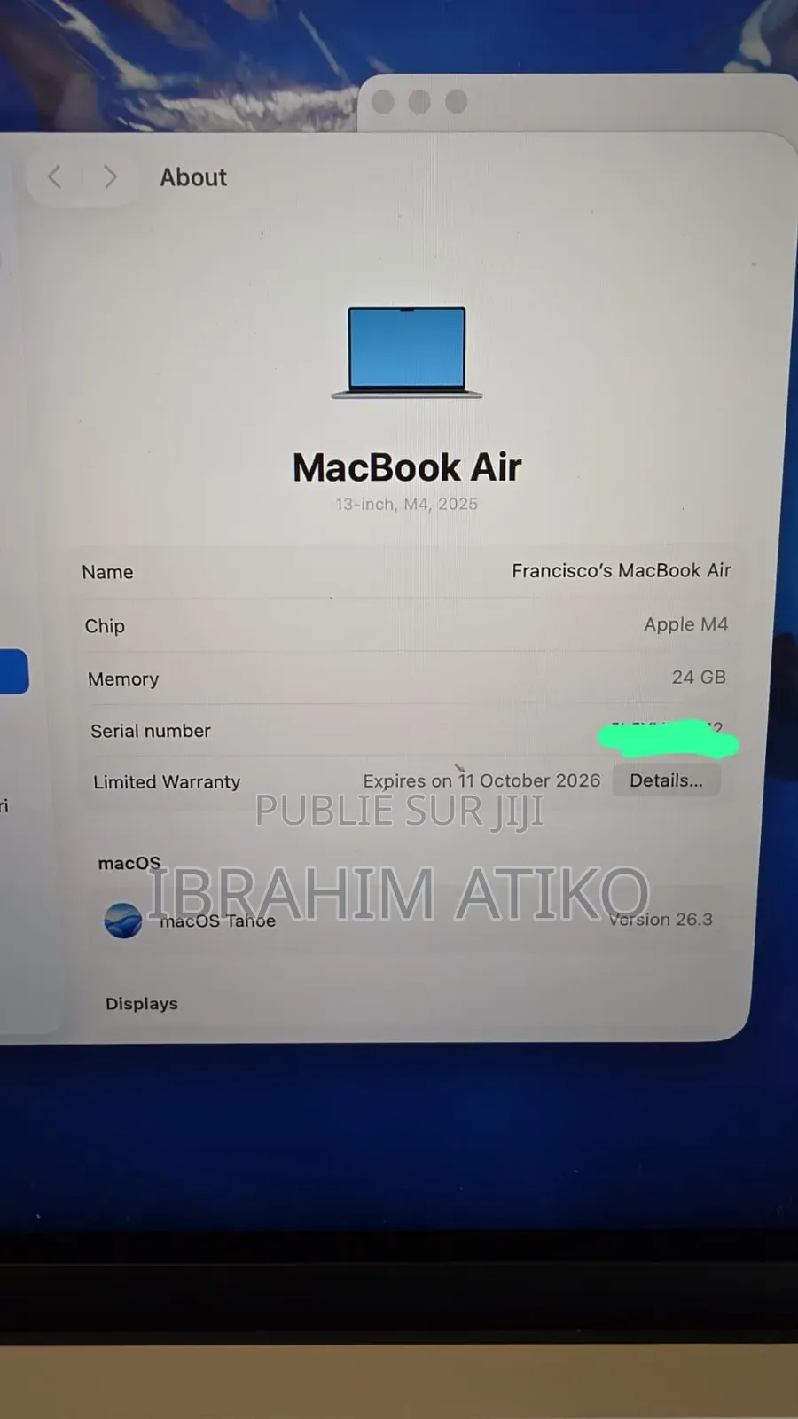 Nouveau Apple MacBook Air 2025 M4 13-inch 24GB Apple M4 SSD 500GB