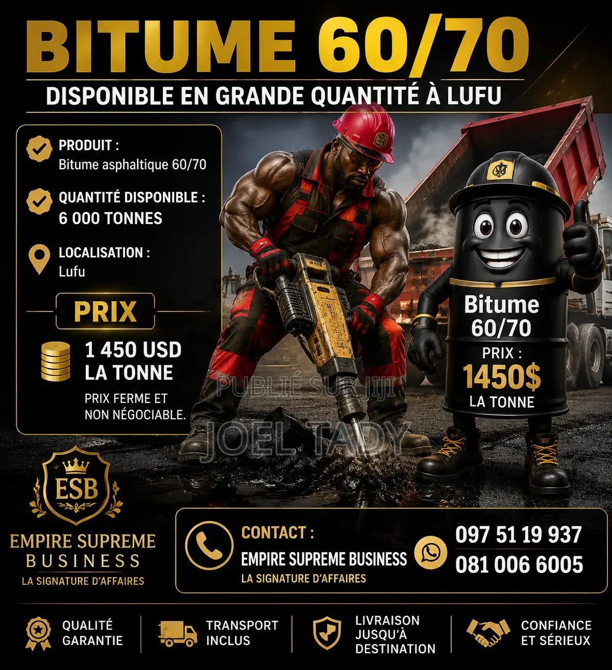 Bitume 60/70 Disponible en Grande Quantité À Lufu – Saisissez Les