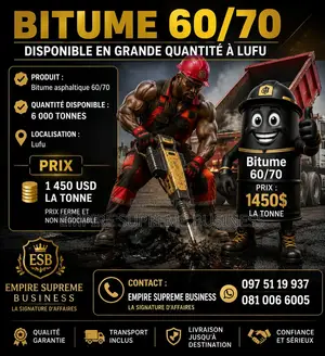 Bitume 60/70 Disponible en Grande Quantité À Lufu – Saisissez Les