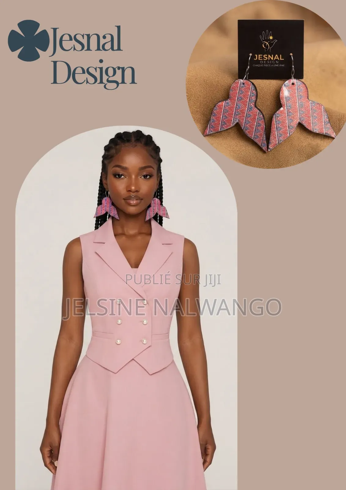 Boucles d'Oreilles Artisanales Aux Motifs Africains