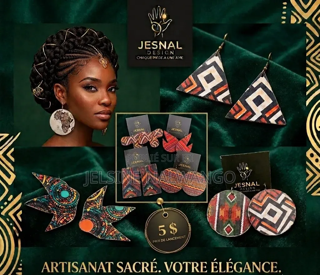 Boucles d'Oreilles Artisanales Aux Motifs Africains